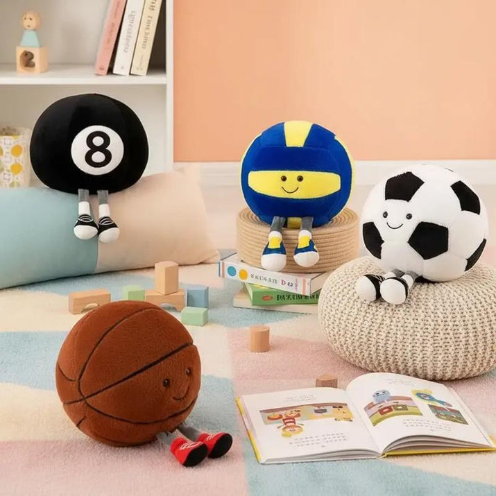 Adorable Sports Ball Plush Toy - Soft & Snuggly Basketball/Football Throw Pillow - Perfect Birthday Gift for Kids!
